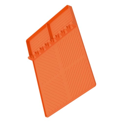 LABRIMP Hitzebeständige Silikon Grill Seitenschelfmatte Multifunktionale Bbq Werkzeugmatte Leicht zu Reinigen mit Aufhängeloch für Grill und Küchenarbeitsplatte Orange