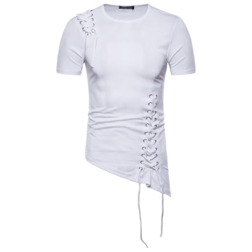 Kurzarm Herren Regular Fit Täglicher Verschleiß All-Match Casual T-Shirt Leichte Komfortabel Atmungsaktiv Sportshirt Business Klassisch Mode Tops B-White XL