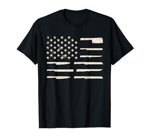 Chef Knives Kochgeschirr Cook Cooking Flagge der USA T-Shirt