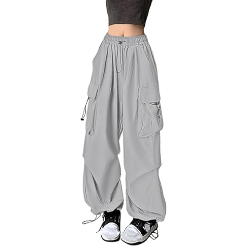 Lockere Damen Sommerhosen - Leinenhose Gestreift Blau Weiß Ladies Elasticated Waist High Stoffhose Jogger Pants Elegant Baggy Jogginghose Mädchen Summer Trousers for Woman