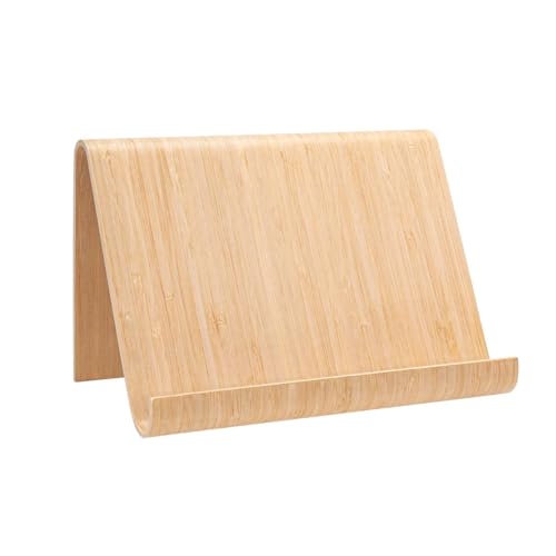 KaMel GmbH Tablet-Halter aus Holz, ca, 26 x 16 x 16 cm, auch als Buchständer nutzbar, modernes, geschwungenes Design - handlich und leicht (Bambus)