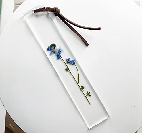 XINGNIAO Epoxid-Lesezeichen Trockenblumen-Harz-Lesezeichen Gepresste Blumen-Lesezeichen Transparentes Acryl-Lesezeichen für Kinder, Frauen, Lehrer, Studenten, Leseplaner, Buchclub, große Blätter