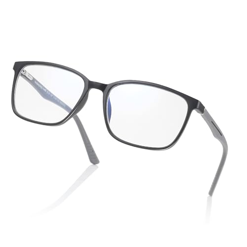 ZENOTTIC Blaulichtfilter Brille,Lesebrille Herren Eckige TR Rahmen-Leser Anti-Glanz Sport Computerbrille Schwarz 1.5 Dioptrien