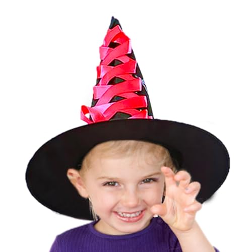 Halloween Witch Hat for Girls - Fancy Kostüm Hut Broom for Witch Cosplay, Witch Hat Broom for Rollenspiel, Cosplay, Kostüm, Party, Thema, Parade, Enganliegende Hexenkostüm für Mädchen