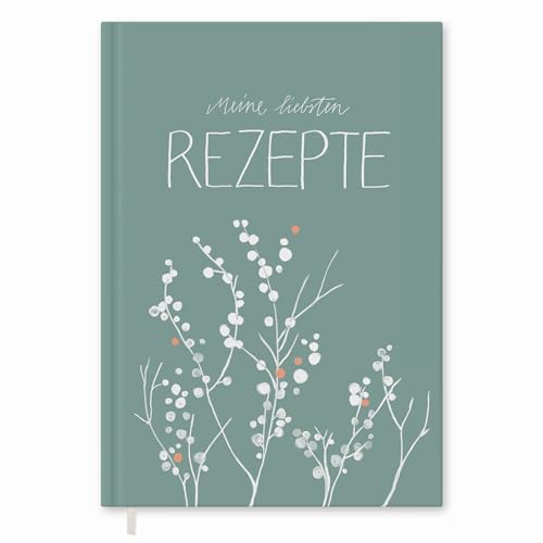 Rezeptbuch zum Selberschreiben - selbst gemacht! - DIY Kochbuch schreiben für deine besten Rezepte, Kreatives Geburtstagsgeschenk, Design in Mint, Premium Hardcover, robuste Bindung, 17x24 cm