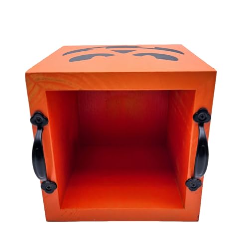 Tuxxjzm Halloween-Leckerli-Behälter, quadratisch, aus Holz, für Schule, Party, Gastgeschenk für Familientreffen, Zuhause, Halloween, Urlaub, Klassenzimmer