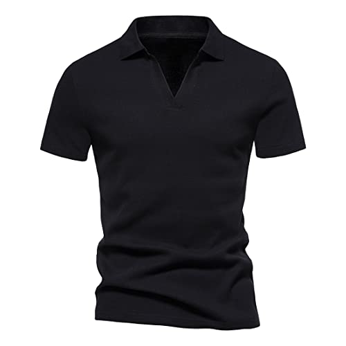 Kurzarm Herren Leichte Komfortabel Atmungsaktiv Sportshirt Regular fit Mode Casual t-Shirt Jugend All-Match klassisch Tops D-Black L