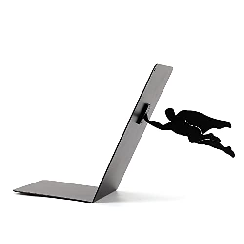 I-TOTAL® – Buchstützen aus Metall – Buchhalter aus Metall, Geschenkidee (Superhero)