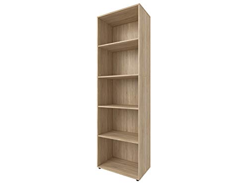 möbelando Regal Bücherregal Standregal Holzregal Beistellregal Büroregal Trio 5' Sonoma/Eiche