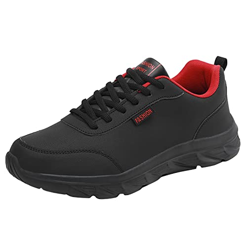 Herren-Turnschuhe mit breiter Passform, atmungsaktives Leder, mit Fußgewölbeunterstützung, Memory-Schaum, weich, leicht, bequem, athletisch, rutschfest, breite Zehenbox, Walking-Sneaker, Workout