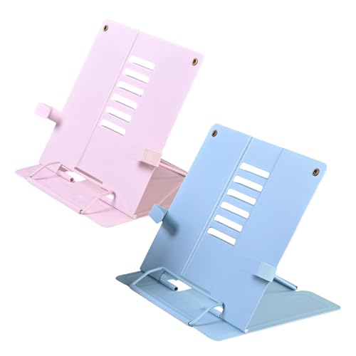 2 Stück Verstellbarer Leseständer Metall, Buchständer und Kochbuchhalter mit 6 Stufen, für Rezept, Lehrbuch, Dokument, und Musikbuch, Ideal Als Praktischer Bücherständer für Küche und Büro