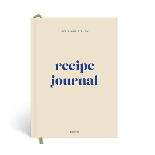 Papier Gebundenes Rezept-Tagebuch – cremefarben, 21,5 cm L x 15,3 cm B | Hardcover für Rezepte, Kochen und Essen, Tagebuch bewahrt Familientraditionen, Platz für Mahlzeitbewertungen, Kochtipps und