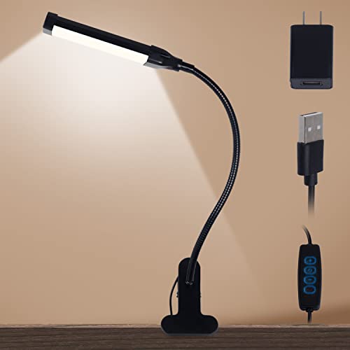 5 W 80 LED dimmbare Leselampe, 3 Farbtemperatur + 10 Helligkeitsstufen, Clip-On-Nachtlicht mit USB-Anschluss, tragbare Buchlampe für Kopfteil, Camping, Schreibtisch, Computer, Schreiben, Geschenk