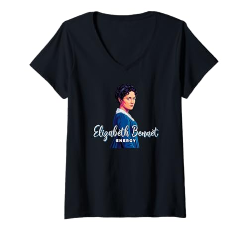 Damen Elizabeth Bennet Energie Stolz und Vorurteil Jane Austen T-Shirt mit V-Ausschnitt