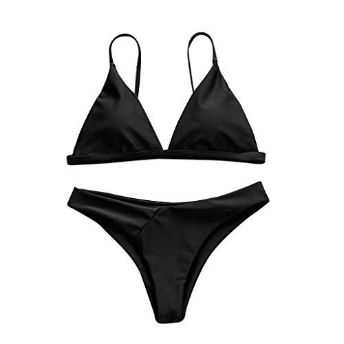 Schwimmanzug Bade Tankini Schwarz Badeanzüge Set Bikini solide Up Frauen Baden Set Roter Badeanzug Damen Bikini High Waist Damen Xs (Black L)