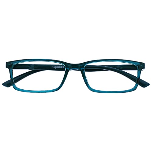 OPULIZE SEE Blaulichtfilter Lesebrille für Damen Herren, Blendfreie UV400-Schutz Federscharnier Anti-Müdigkeit, Rechteckiger Rahmen, Computerbrillen Gaming, Türkis +1,00