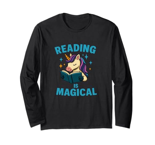 Reading is Magical Einhorn Buch-Design Langarmshirt