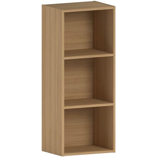 Vida Designs Oxford Bücherregal mit 3 Ebenen, würfelförmig, Eiche, Holz-Regaleinheit für Büro, Wohnzimmermöbel