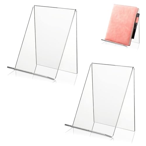 Acryl Buchständer, Schräg, 2 Stück - Transparente Acryl Bücherregal, Buchhalter Tisch, Tablet Halter, Prospektständer