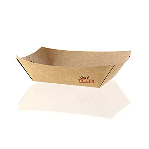 Packnwood PK210BQKEAT6 Tablett aus Kraftpapier, Braun, 250 Stück, Partyzubehör, Snack-Tabletts (1,1 l, 24,1 x 17,8 x 5,3 cm)