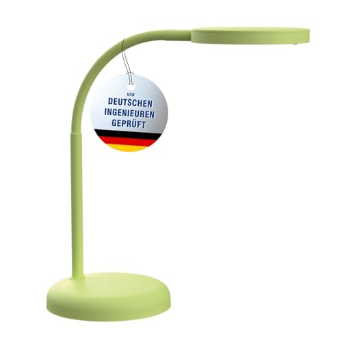 MAUL Schreibtischlampe LED MAULjoy | Kleine Schreibtischlampe mit Standfuß | Moderne Tischlampe für Schreibtisch, Büro | Flexible LED Lampe mit 3000K warmweißem LED Licht | Lime
