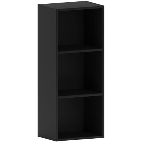 Vida Designs Oxford Bücherregal mit 3 Ebenen, würfelförmig, schwarz, Holz-Regaleinheit für Büro, Wohnzimmermöbel