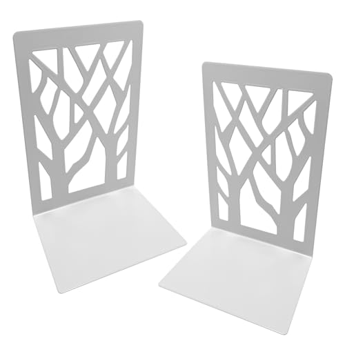 Gentpovth 2er Pack weiße Zweige Buchstütze aus Metall, Buchhalter Leseständer mit Rutschfesten Pads und Sicheren Kanten, zum Anzeigen von Büchern, Fotos, Kunsthandwerk, Desktop-Organizer Dekoration