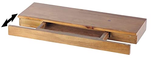 Carlo Milano Regal: Wandregal aus Zedernholz mit versteckter Schublade, 50 x 5 x 18 cm (Schweberegal mit Schublade)
