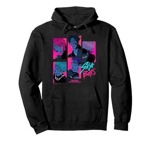 KPop Demon Hunters Saja Boys Demons Offiziell lizenziert Pullover Hoodie, Unisex für Erwachsene, Schwarz, L