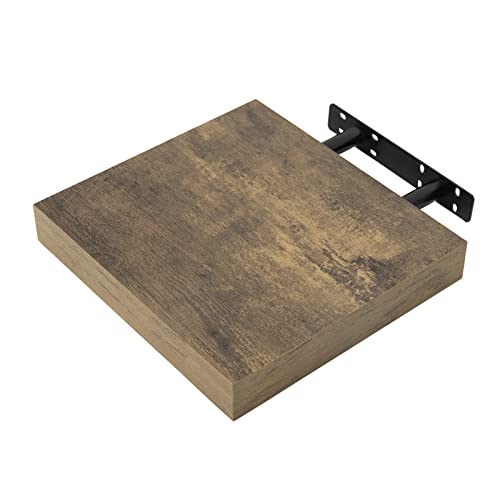 WOLTU Schweberegal Wandregal freischwebend Regal Wandboard Bücherregal Holz Board für Bücher, Bilder, Deko 25x23x3.8cm Vintagebraun RG9365hov