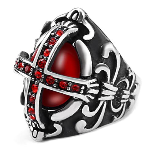 VNVFJKLO Ringe, Gothic-Punk-Schmuck aus Edelstahl for Damen und Herren – Unisex-Totenkopfring mit Antik-Finish(U)