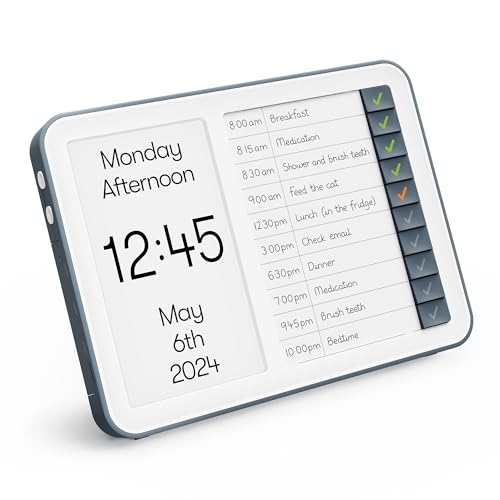 Relish - Demenzuhr mit täglicher Routineaufgaben-Organizer-Hub, digitale Kalenderuhr mit Tag, Datum und Uhrzeit, großes übersichtliches Display, tägliche Aufgabenliste