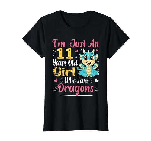 Niedlicher Drache 'Just A Girl Who Loves Dragons' zum 11. Geburtstag T-Shirt