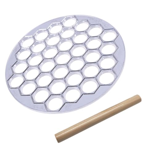 TOVINANNA Aluminiumlegierung Teigtaschenform 37 Loch mit Teigroller Satz Mehrloch Pelmeni Former für Küche Haushalt Restaurant Rostfrei Langlebig Geruchlos