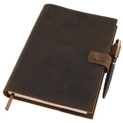 moonster Nachfüllbares Tagebuch Leder A5 – Notizbuch für Damen – Notizbuch Leder A5 - Ledereinband für Notizbücher mit Stift – Leder Einband A5 Liniert – Edles Notizbuch A5 - Leather Cover Journal