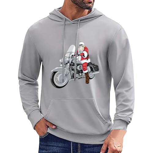 Huihong Weihnachten Kapuzenpullover Sweatshirt Herren Mit Kapuze Grosse Grössen Winter Günstig Langarm Pullover Hoodie Herren Oversize Horror Locker Lässig Casual Freizeit Oberteile (Light Gray, 3XL)