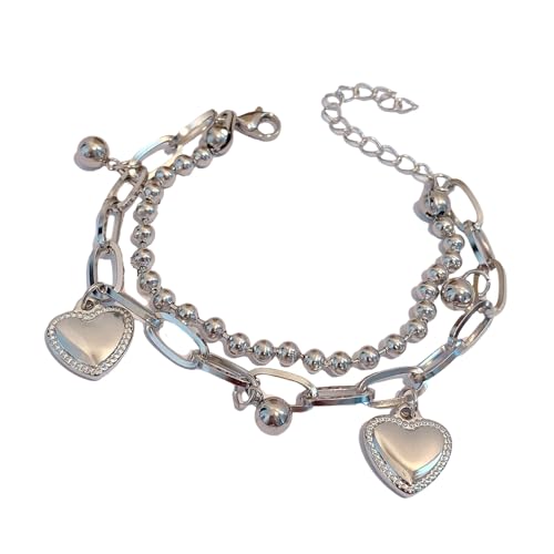 Wegiwuca Stylish Double Layer Heart Quasten Armband Für Frauen Robust