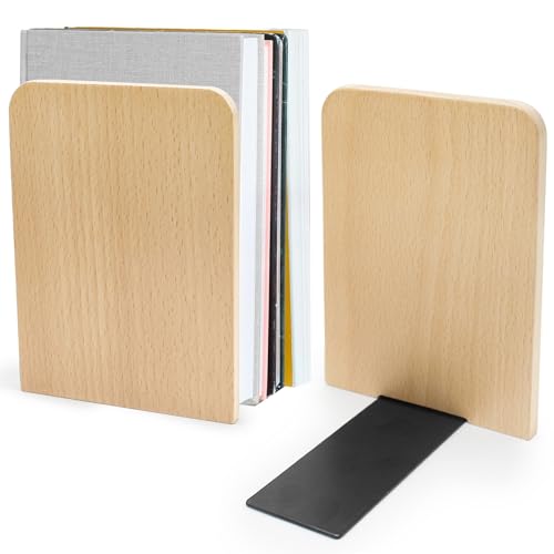 Holz Buchstützen für Regale, Heavy Duty Buchstützen, Buchständer für Bücher/CDs, Book Holder 1 Paar