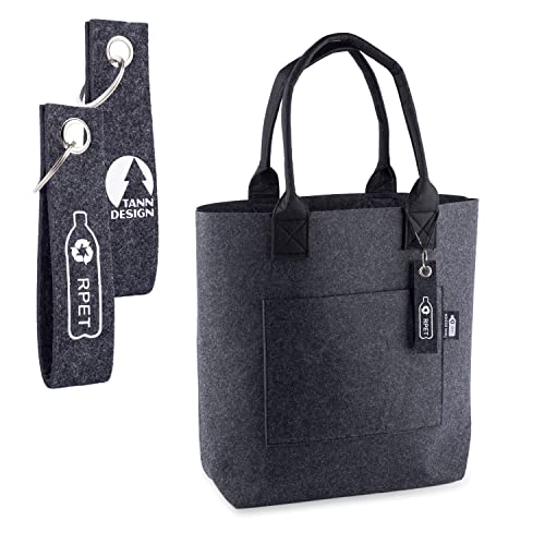 TANNDESIGN Nachhaltiger Damen Shopper „Emma“ aus recyceltem Filz – Einkaufstasche 21L mit Schultergurt & Fronttasche | Umweltfreundliche Tragetasche für Alltag, Büro & Freizeit | Waschbar & robust