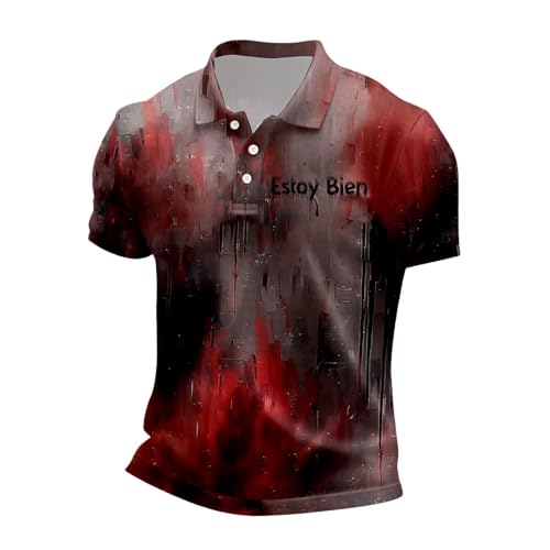 PMUYBHF Tank Top Herren Hochgeschlossen Herrenhemden Halloween-Motiv, kurzärmeliges Hemd mit Blutspritzern, Deutschen Buchstaben für Festliche Anlässe Partys Psychologischer Roman (Red1, S)