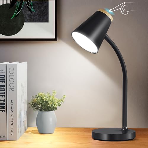 GyroVu LED Schreibtischlampe,Berührungs Dimmbare Leselampe für das Studentenwohnheim,Büro und zu Hause, Flexibler Gänsehals Tischlampe zum Lernen für die Bettseite Schlafzimmer Nachttisch