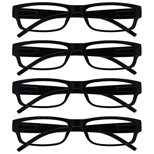 The Reading Glasses CompanyDie Lesebrille Unternehmen Schwarz Leicht Komfortables Leser Wert 4er-Pack Designer Stil Herren Frauen UVR4PK032 +2,50