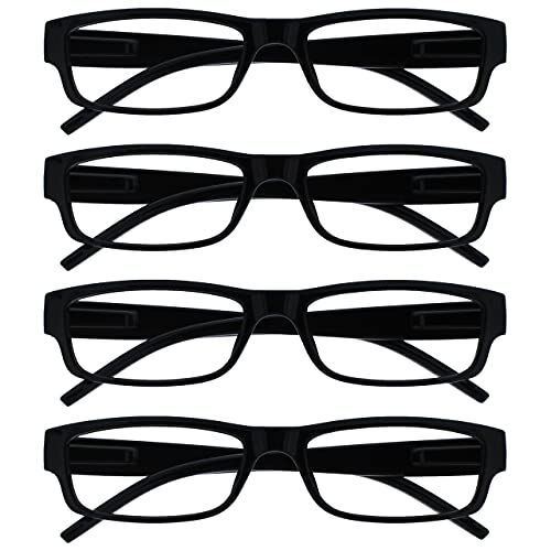 Die Lesebrille Unternehmen Schwarz Leicht Komfortables Leser Wert 4er-Pack Designer Stil Herren Frauen UVR4PK032 +1,00