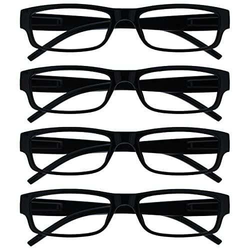 The Reading Glasses CompanyDie Lesebrille Unternehmen Schwarz Leicht Komfortables Leser Wert 4er-Pack Designer Stil Herren Frauen UVR4PK032 +1,00