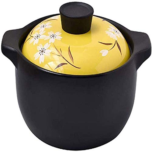 Gesunder Auflauftopf, Tontopf, beständiger Schmortopf, Keramik-Auflaufform, Suppentopf (gelb, 3 Liter)