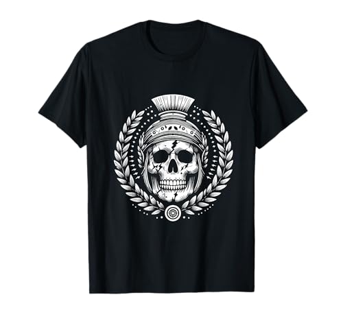 Römischer Totenkopf mit Lorbeerkranz Gothic Emo Ästhetik T-Shirt