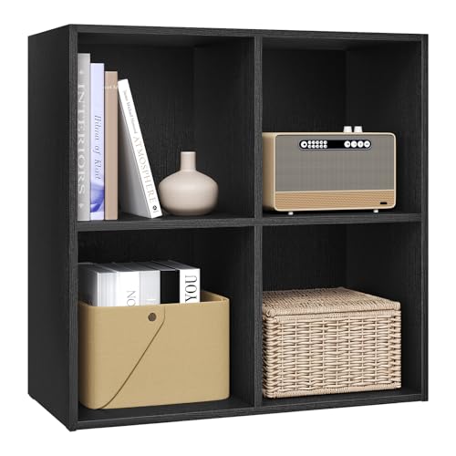 WOLTU Bücherregal Bücherschrank Standregal Würfelregal Aufbewahrungsregal Raumteiler Büroregal Aktenschrank 4 Fächer, 59,6x59,8x29 cm (BxHxT), Schwarz