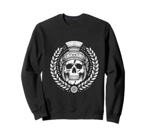 Römischer Totenkopf mit Lorbeerkranz Gothic Emo Ästhetik Sweatshirt