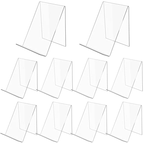 SWAWIS 10 Stück Acryl Buchstütze Buchständer Prospektständer Buchaufsteller Acrylaufsteller 13 x 11,5 x 10 cm Transparent Warenträger Warenstütze Schrägsteller Prospekthalter
