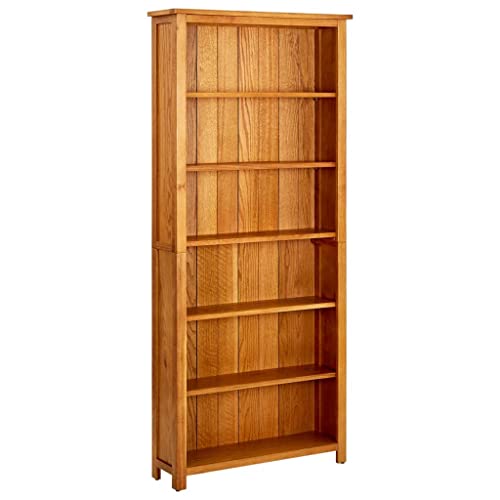 Hommdiy Eiche Massiv Bücherregal 6 Fächer Standregal Aktenregal Holzregal Regal